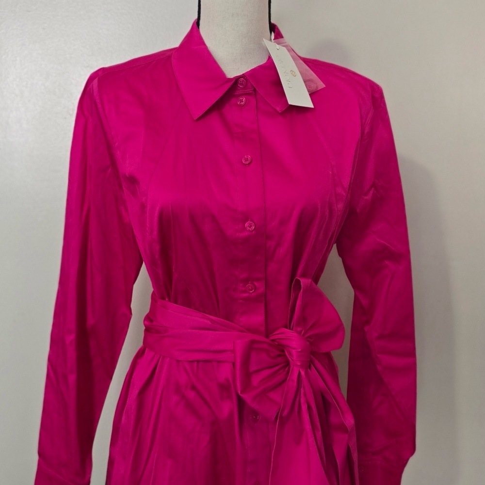 Etcetera Magenta Collared Button Down Blouse